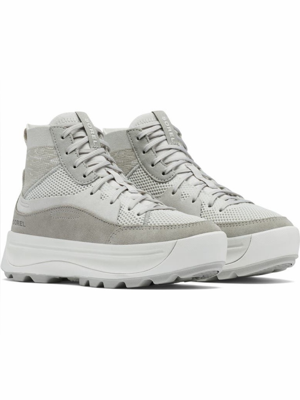 Sorel Ona 503 Knit Mid Sneakers Grey/ White Size 9